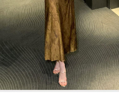 Spaghetti Strap Floral Print Satin A-Line Cocktail Dress