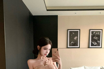 One-Shoulder Lace Panel Satin Bodycon Evening Gown