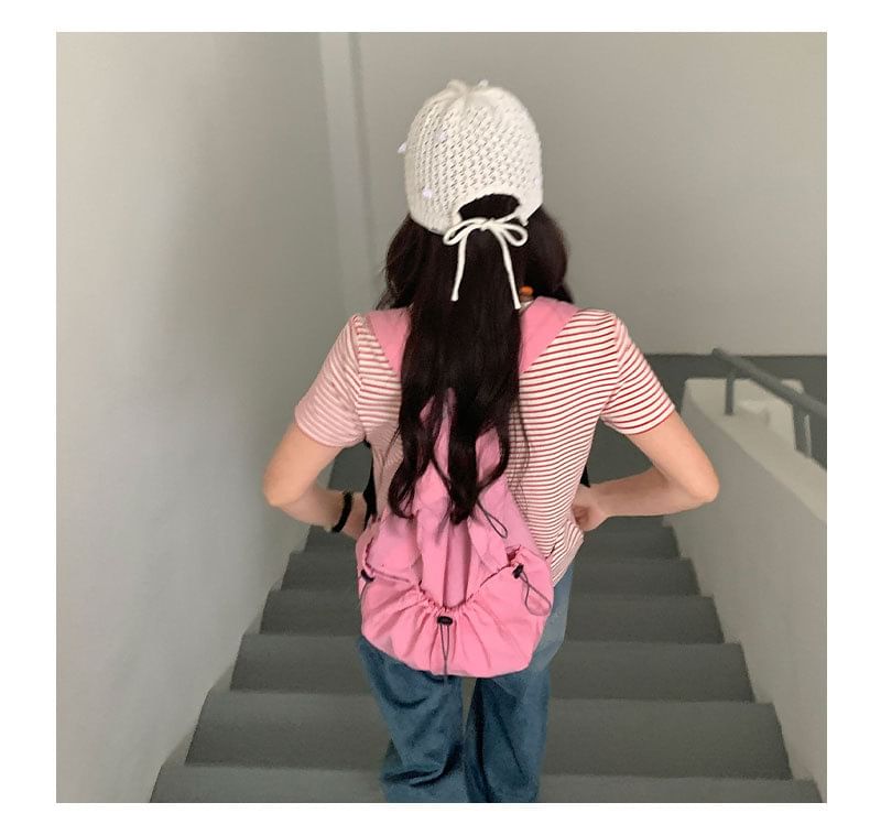 Striped T-Shirt with Short Sleeves and Crew Neck