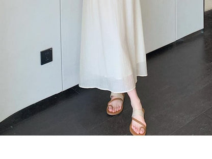 Maternity Plain Crop Cardigan / Spaghetti Strap Maxi A-Line Dress