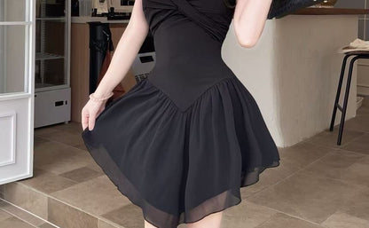 Spaghetti Strap Plain Mini A-Line Dress