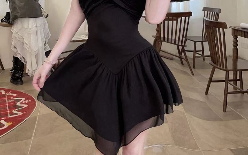 Spaghetti Strap Plain Mini A-Line Dress