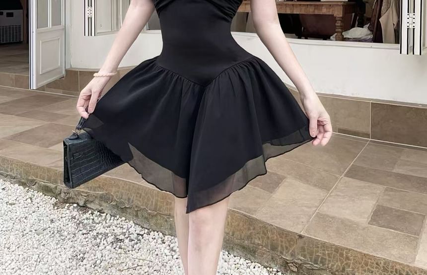 Spaghetti Strap Plain Mini A-Line Dress
