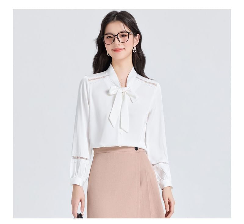 Coordinated Set: Blazer, Pleated Mini Skirt, and Tie Neck Blouse