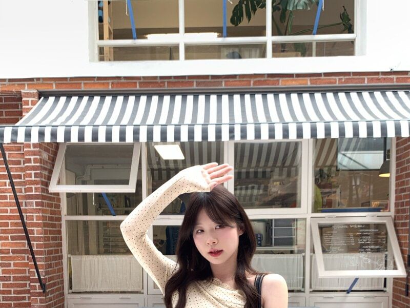 Asymmetric Lace-Trimmed Long-Sleeve Blouse