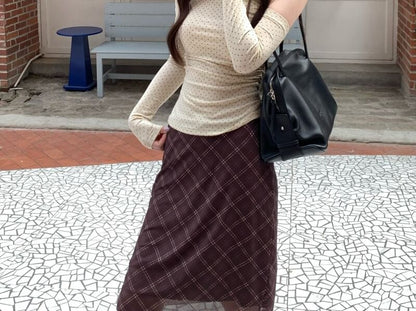 Asymmetric Lace-Trimmed Long-Sleeve Blouse