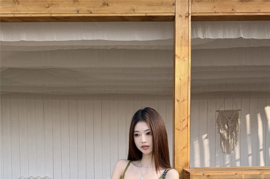 Spaghetti Strap Scoop Neck Plain Mini Bodycon Dress