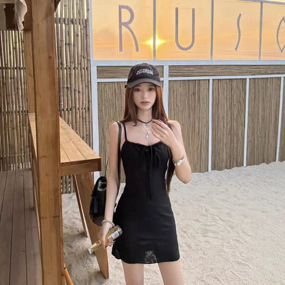Spaghetti Strap Scoop Neck Plain Mini Bodycon Dress