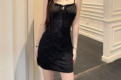 Spaghetti Strap Scoop Neck Plain Mini Bodycon Dress