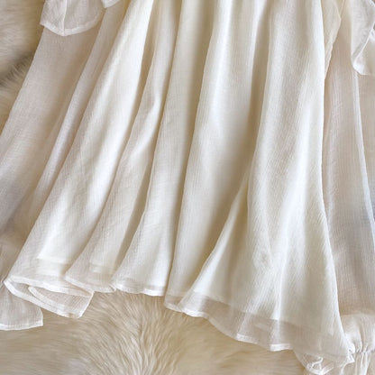 Beaded Sheer Cold-Shoulder Blouse