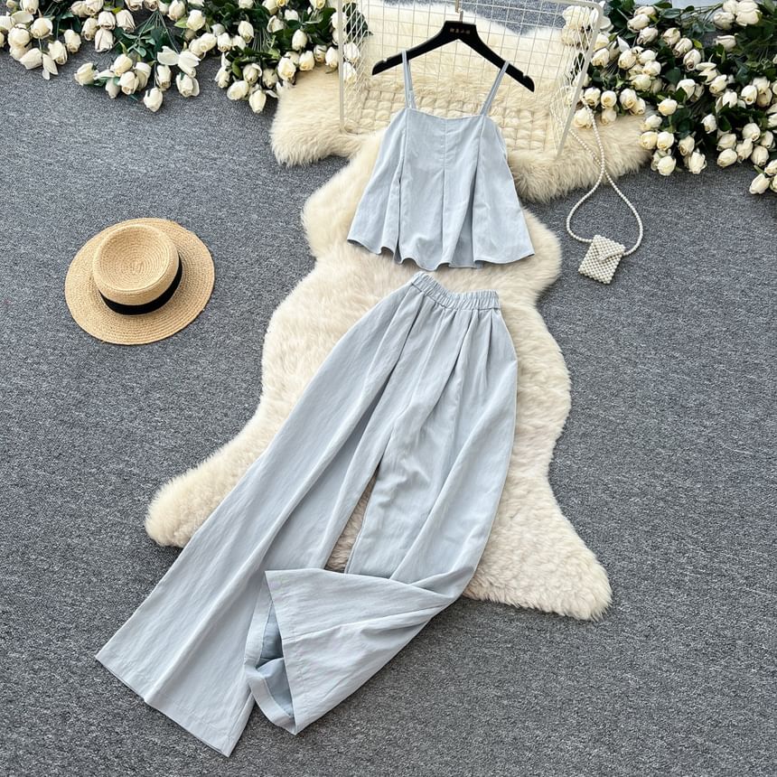 Flowy Cami & Wide-Leg High Waist Pants Set