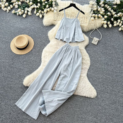 Flowy Cami & Wide-Leg High Waist Pants Set