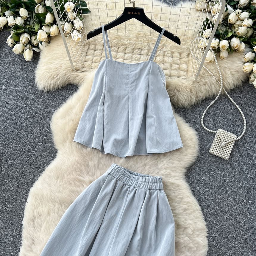 Flowy Cami & Wide-Leg High Waist Pants Set
