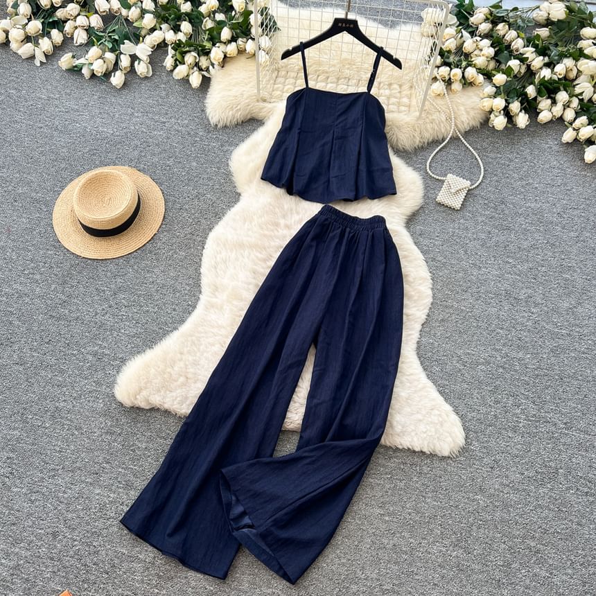 Flowy Cami & Wide-Leg High Waist Pants Set