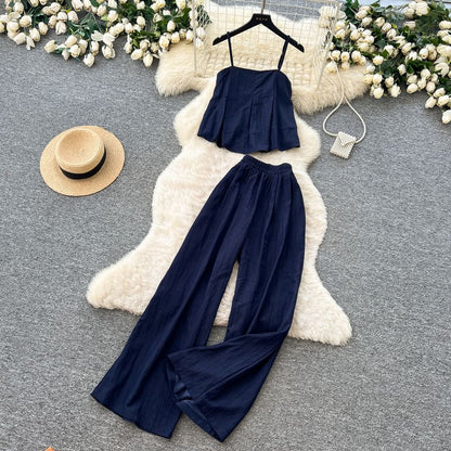 Flowy Cami & Wide-Leg High Waist Pants Set