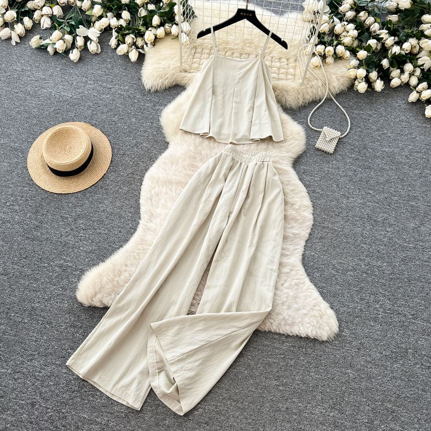 Flowy Cami & Wide-Leg High Waist Pants Set