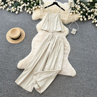 Flowy Cami & Wide-Leg High Waist Pants Set