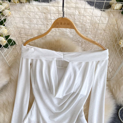 Off-Shoulder Cutout Long-Sleeve Top