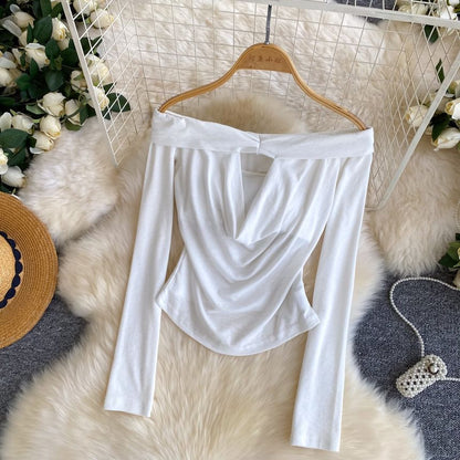 Off-Shoulder Cutout Long-Sleeve Top