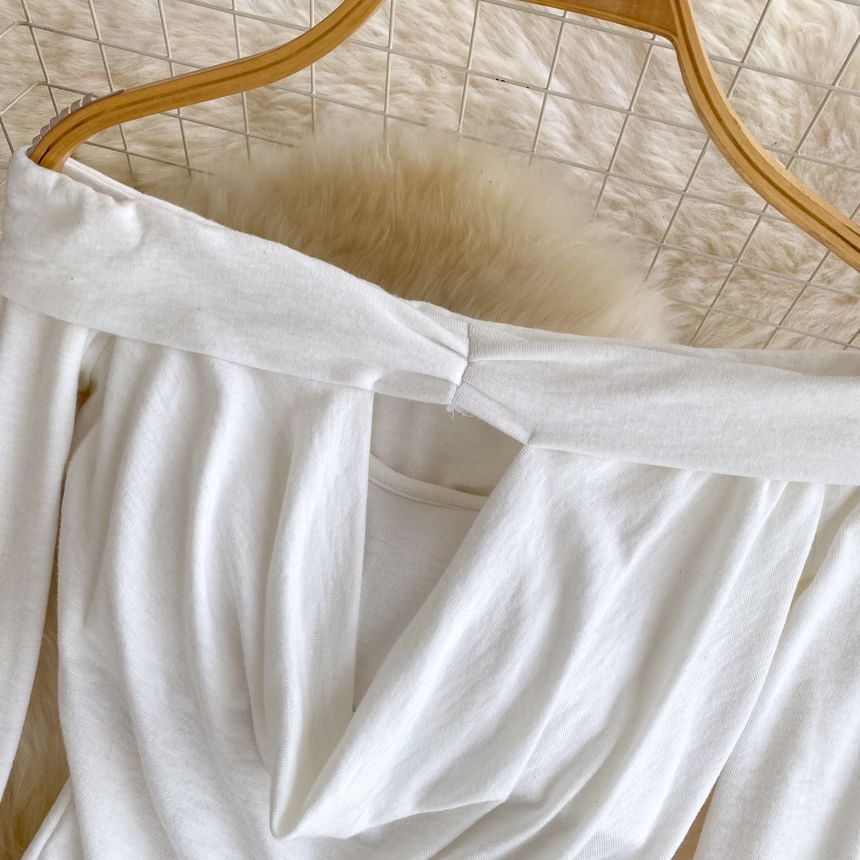 Off-Shoulder Cutout Long-Sleeve Top