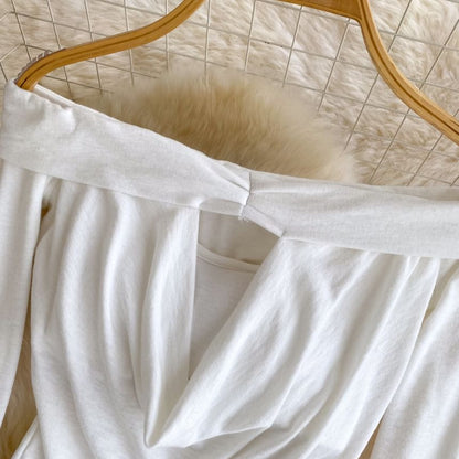 Off-Shoulder Cutout Long-Sleeve Top