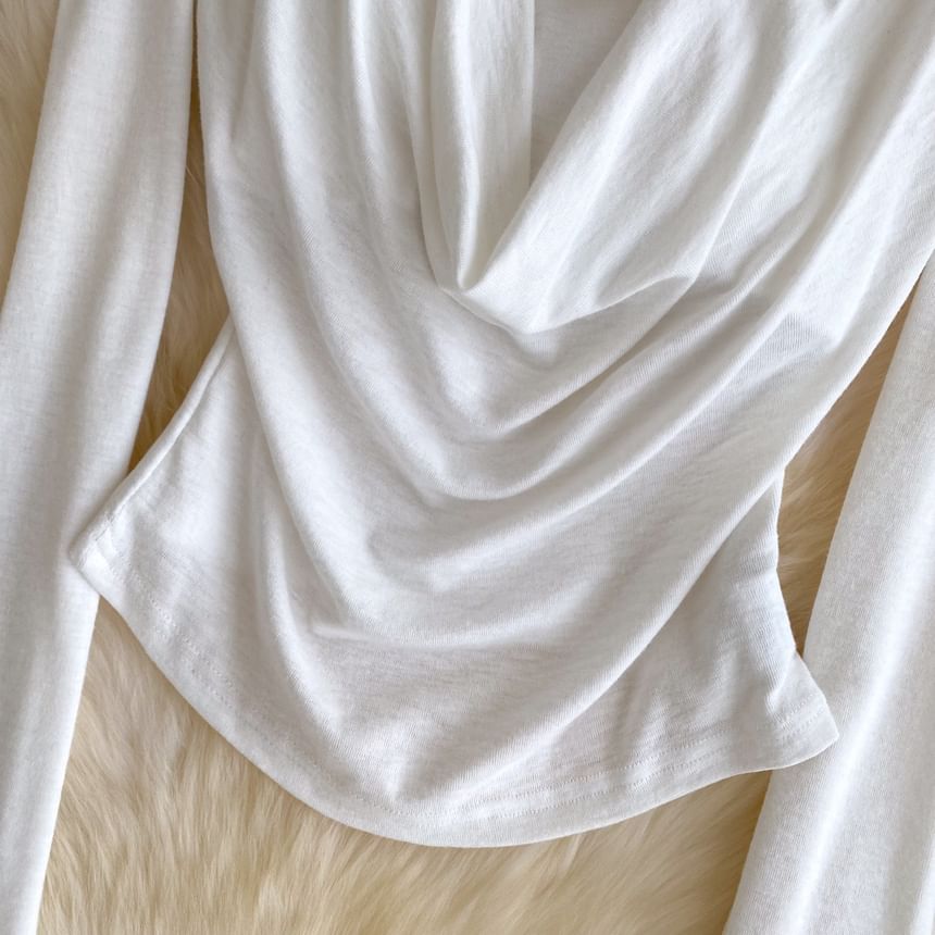 Off-Shoulder Cutout Long-Sleeve Top
