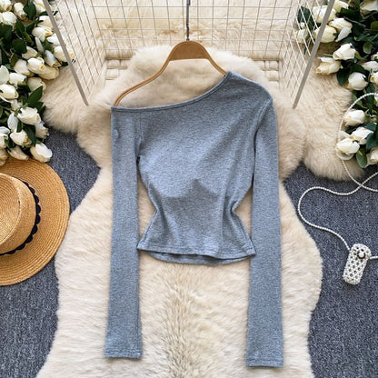 Off-Shoulder Cutout Long-Sleeve Crop Top