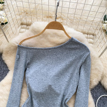 Off-Shoulder Cutout Long-Sleeve Crop Top