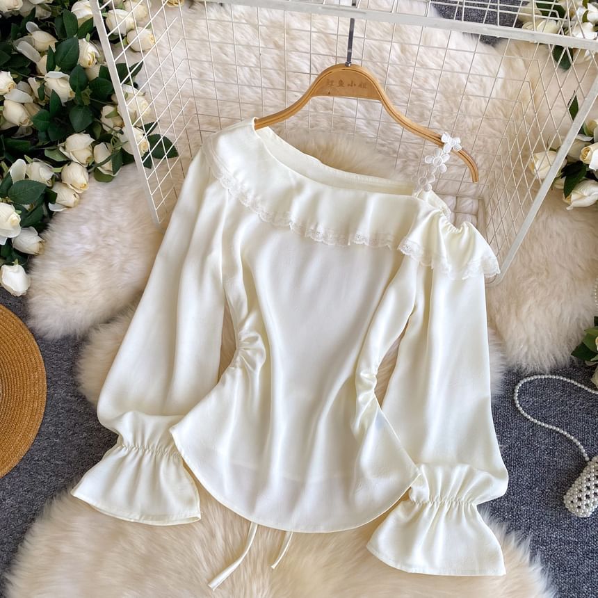 Puff-Sleeve Off-Shoulder Cropped Blouse