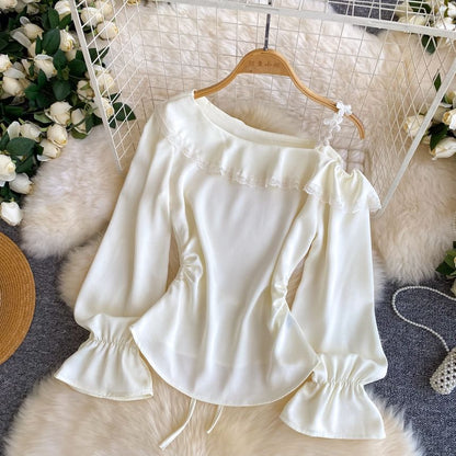 Puff-Sleeve Off-Shoulder Cropped Blouse