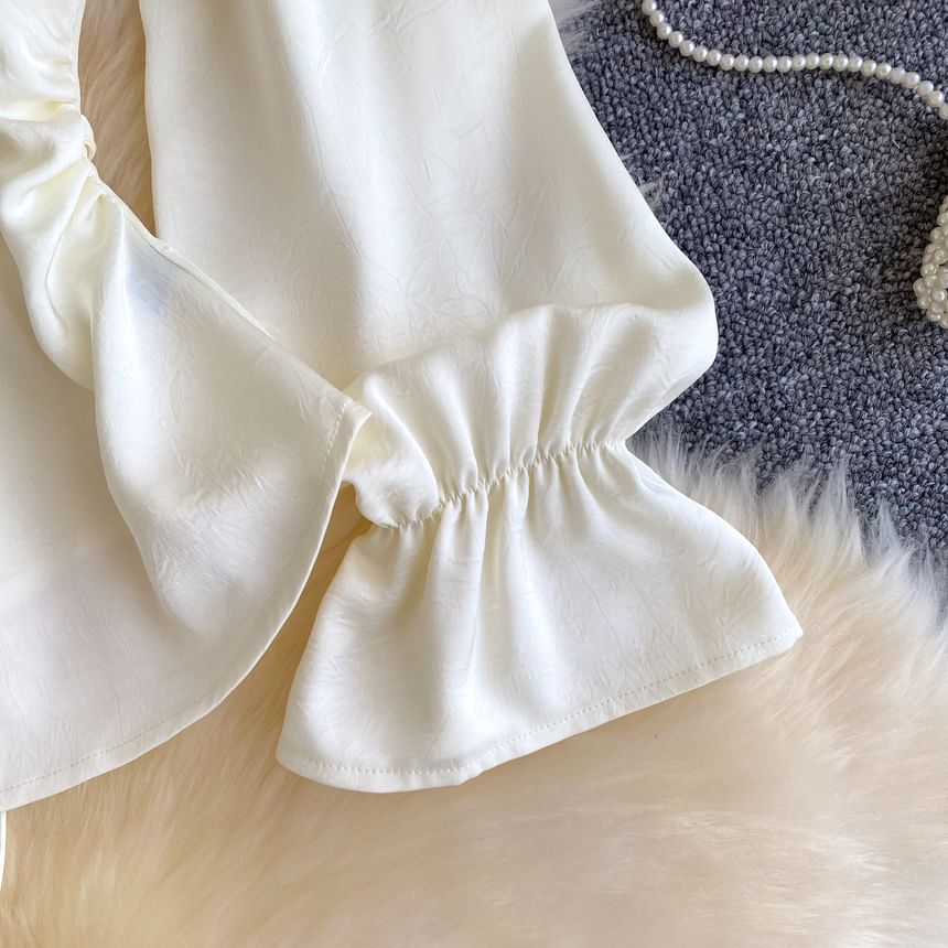 Puff-Sleeve Off-Shoulder Cropped Blouse
