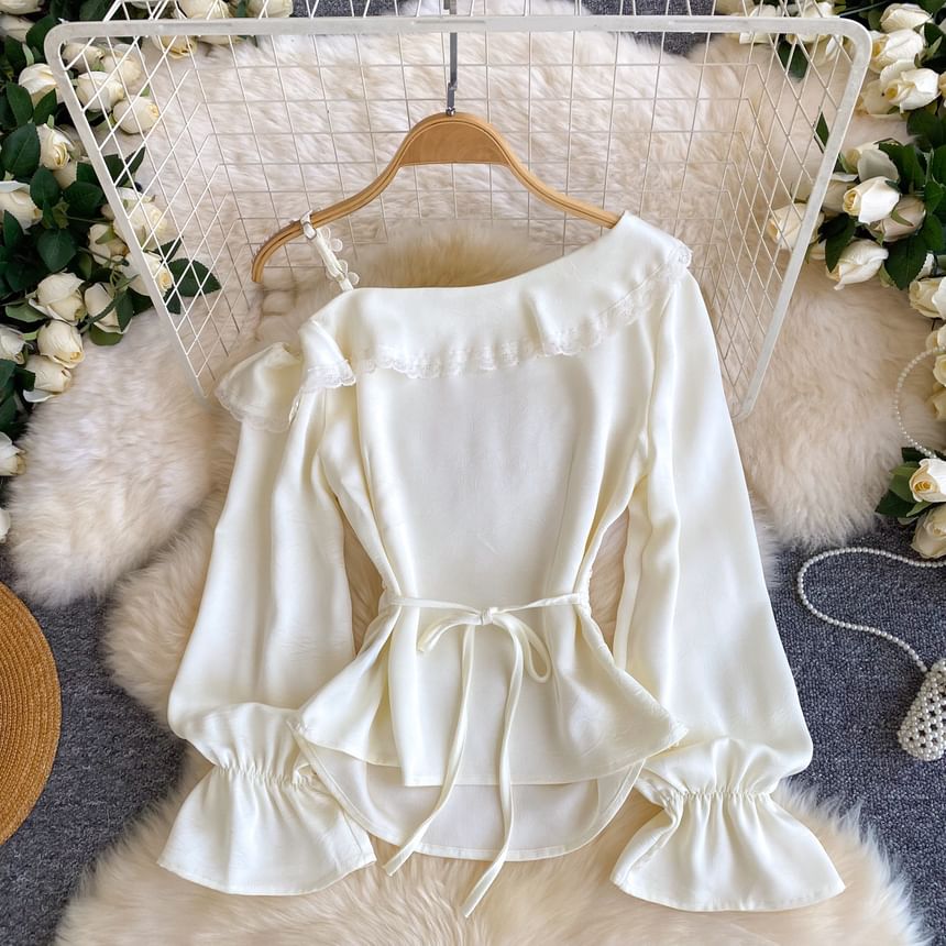 Puff-Sleeve Off-Shoulder Cropped Blouse