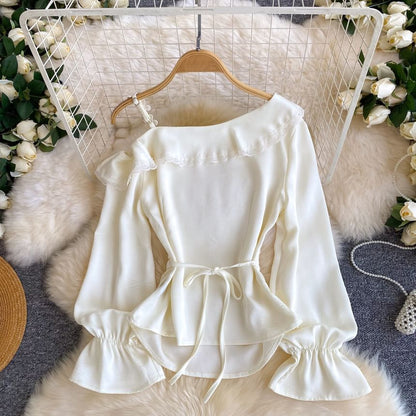 Puff-Sleeve Off-Shoulder Cropped Blouse