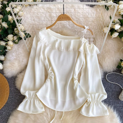Puff-Sleeve Off-Shoulder Cropped Blouse