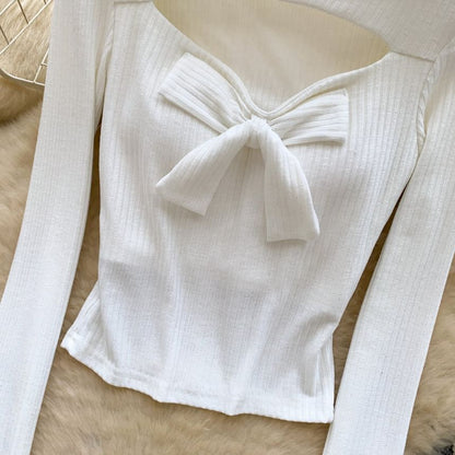 Cutout Knit Long-Sleeve Crop Top