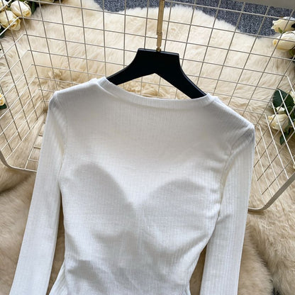 Cutout Knit Long-Sleeve Crop Top