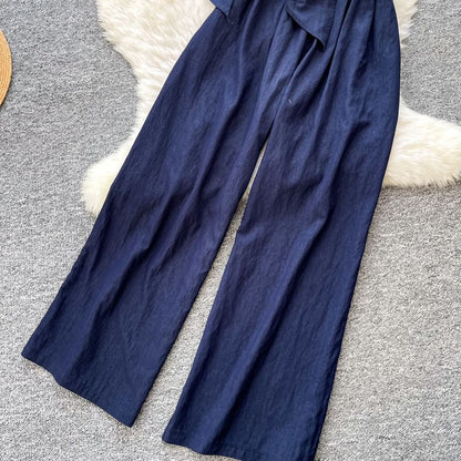 Sleeveless Crop Top & Wide-Leg Pants Set