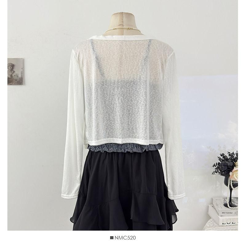 Cardigan & Plaid Ruffle Camisole Ensemble