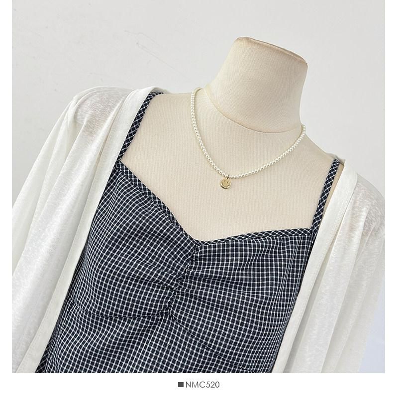 Cardigan & Plaid Ruffle Camisole Ensemble