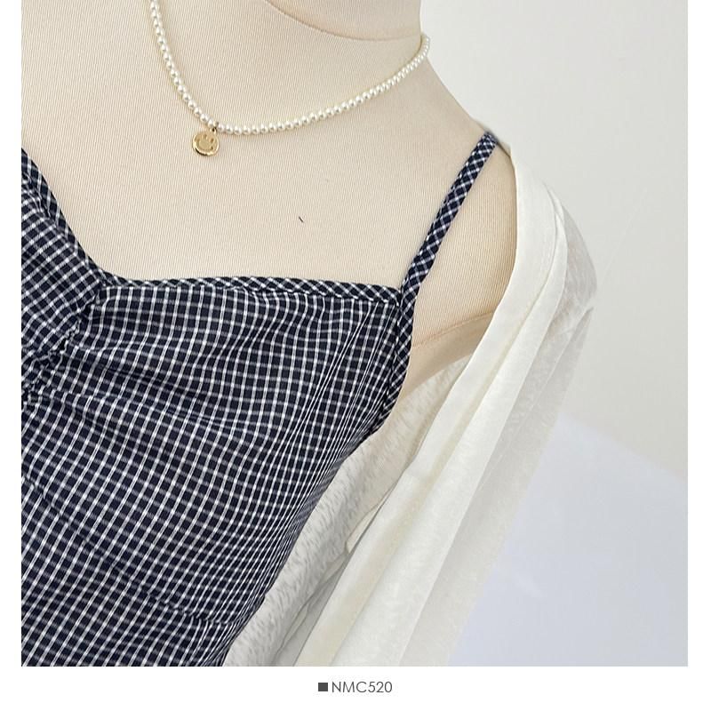 Cardigan & Plaid Ruffle Camisole Ensemble