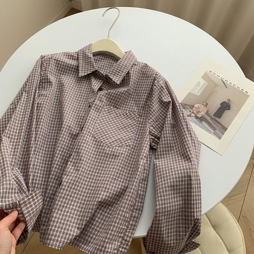 Pocketed Plaid Long-Sleeve Shirt