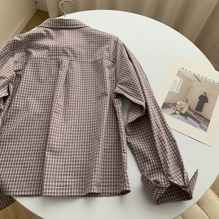 Pocketed Plaid Long-Sleeve Shirt