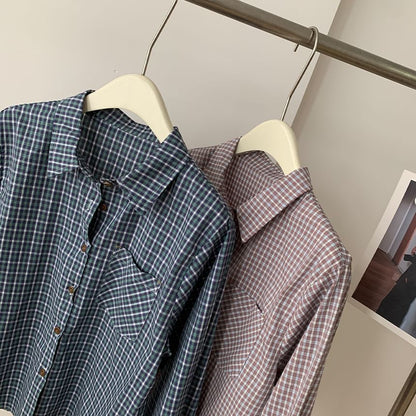 Pocketed Plaid Long-Sleeve Shirt