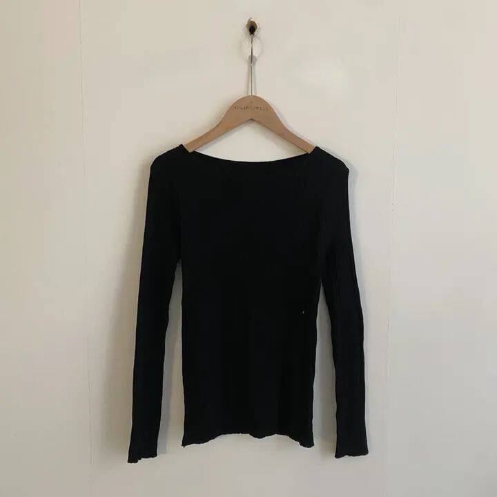 Ribbed Top with Side Slits, Crew Neck, and Long Sleeves