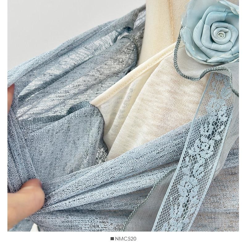 Lace Trim Top with Cowl Neck and Mock Two-Piece Style