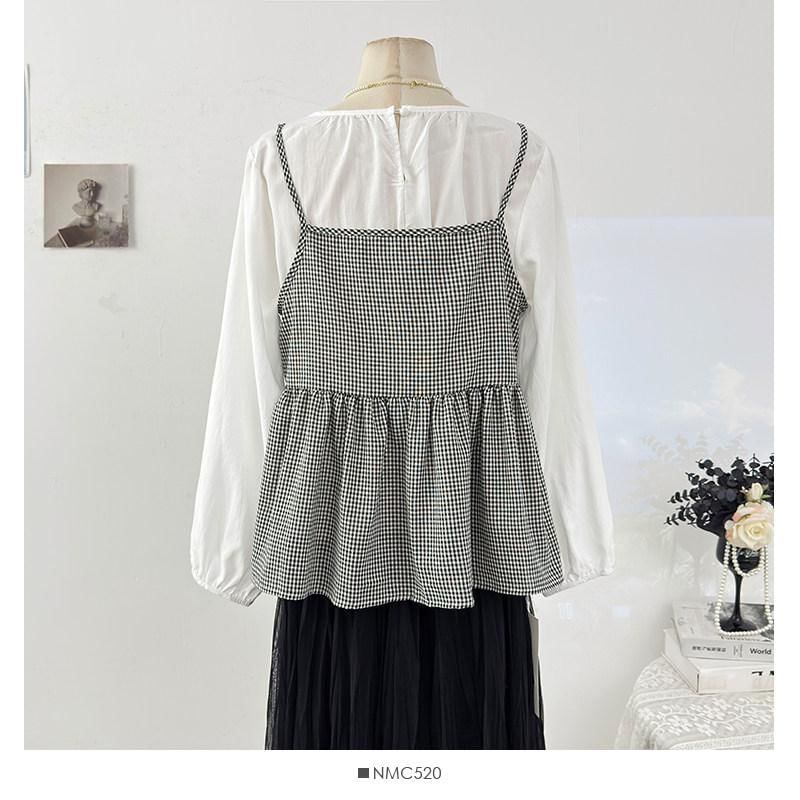 Flowy Camisole and Top Set with Tie Front and Round Neck