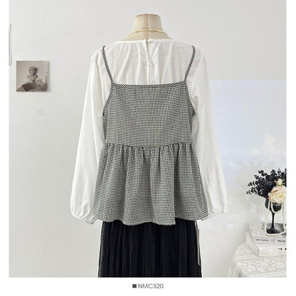 Flowy Camisole and Top Set with Tie Front and Round Neck
