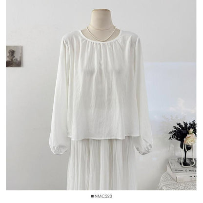 Flowy Camisole and Top Set with Tie Front and Round Neck