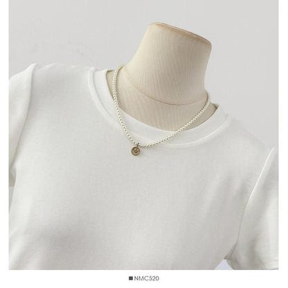 Ruffle Panel Mesh T-Shirt with Short Sleeves and Round Neck
