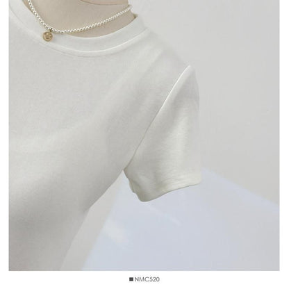 Ruffle Panel Mesh T-Shirt with Short Sleeves and Round Neck